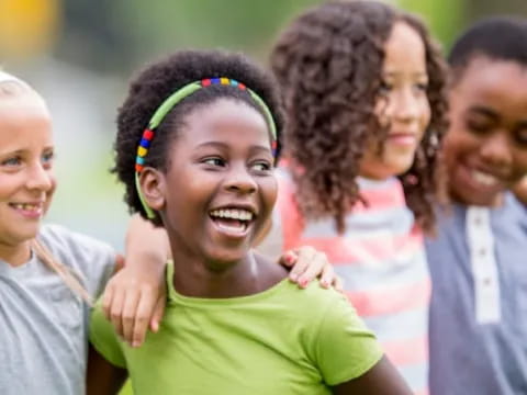 a group of children smiling