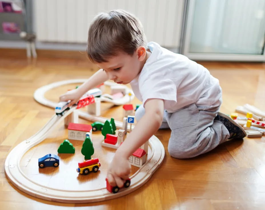 a child playing with toys