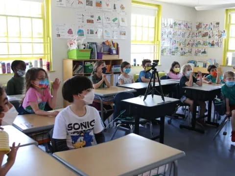 a group of children in a classroom