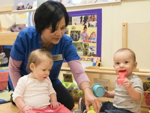 a person and two babies