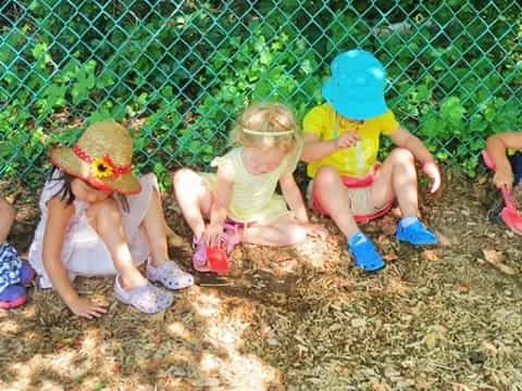 a group of children playing in the sand