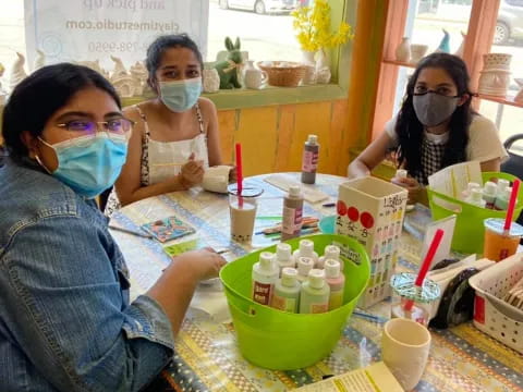 a group of women wearing face masks