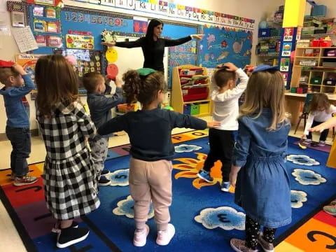 a group of children in a classroom