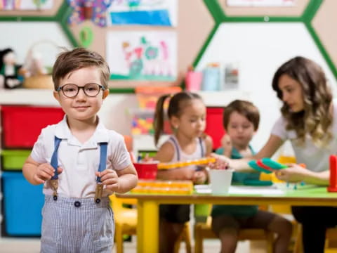 a group of children in a classroom