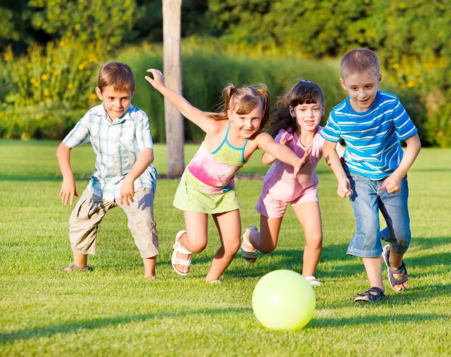 kids playing with a ball