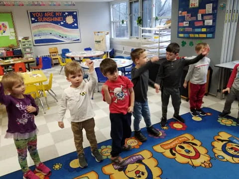 a group of children in a classroom