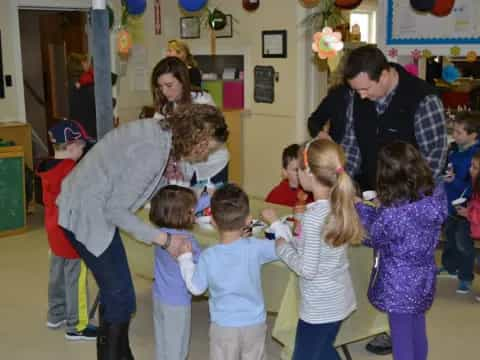 a group of children in a classroom