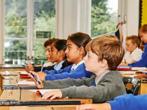 a group of students in a classroom