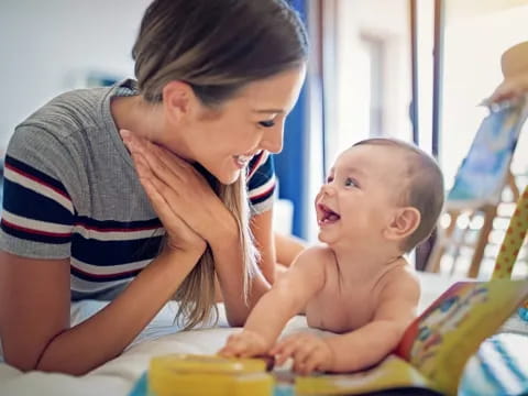 a woman and a baby