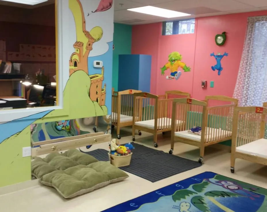 a room with a playroom