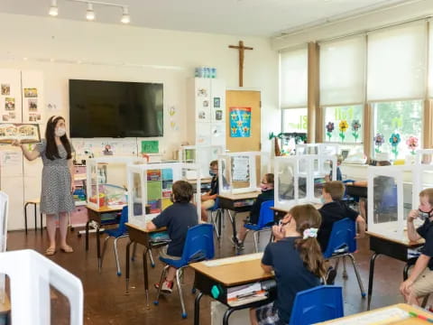 a group of people in a classroom