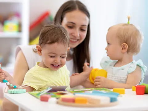 a person and two children