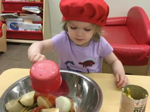 a baby eating food