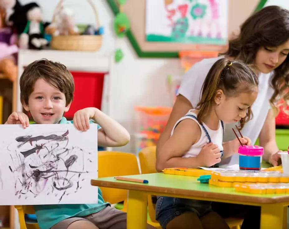 a few children painting