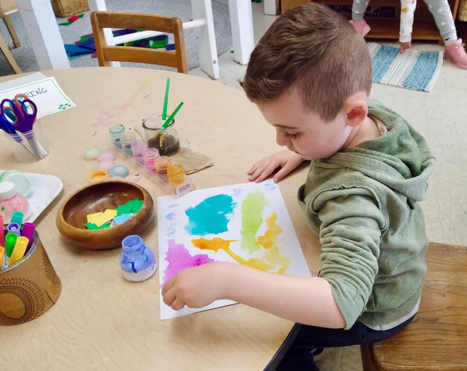 a child drawing on a paper