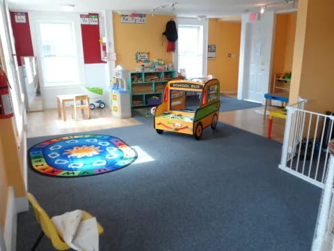 a toy truck in a room