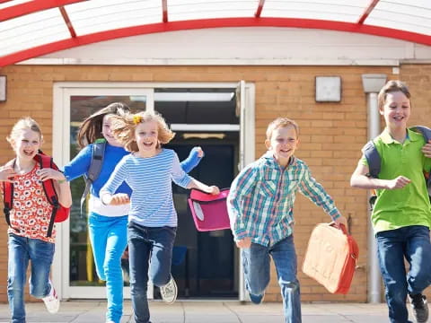 a group of kids walking