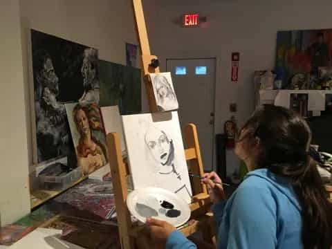 a person painting a picture