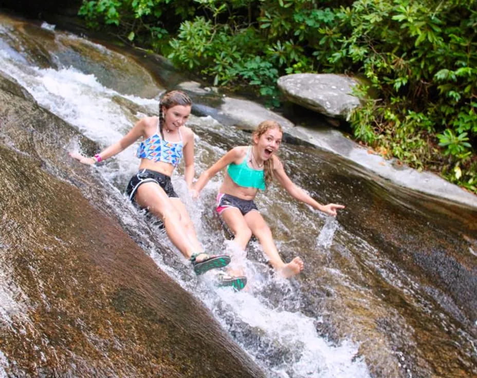 two girls in a river