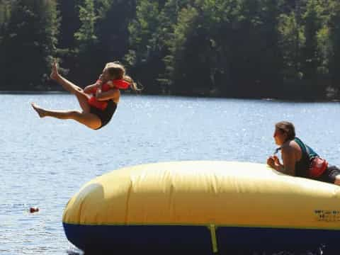 a group of people on a raft