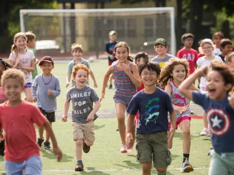 a group of children running