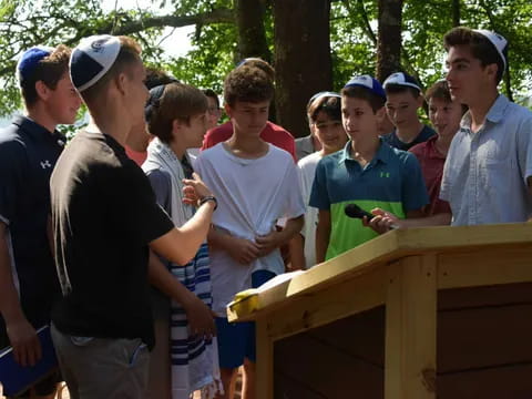 a group of people standing outside