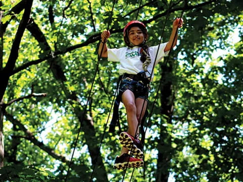 a girl in a tree