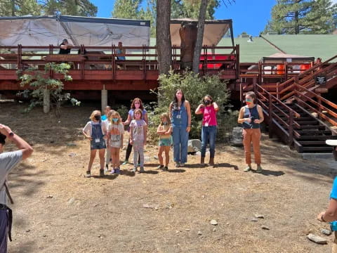 a group of people standing outside