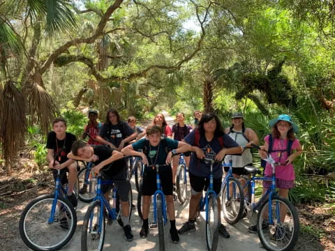 a group of people on bicycles