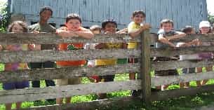 a group of kids in a fence