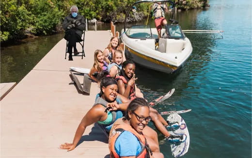 a group of people in a boat