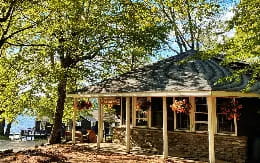 a house with trees around it