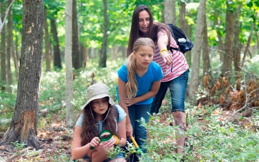 a group of girls in the woods