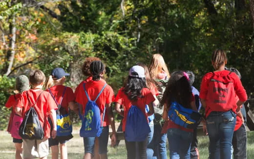 a group of children walking