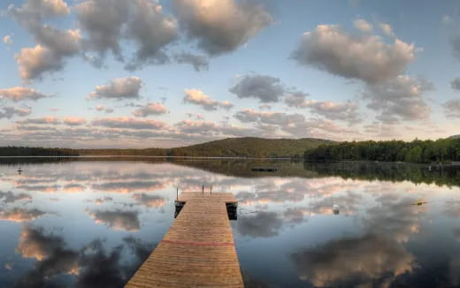 a dock in a lake