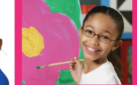 a girl holding a pencil and a balloon