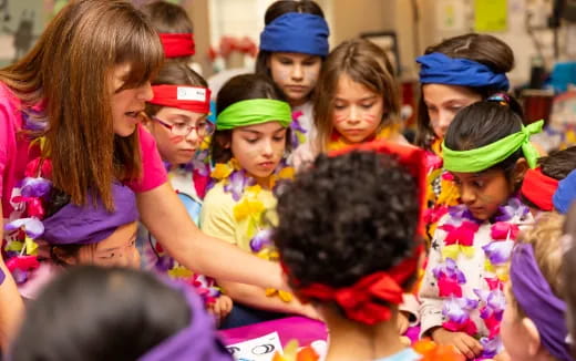 a group of children in a room