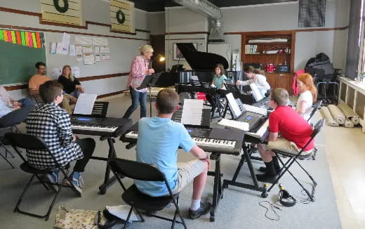 a group of people playing instruments