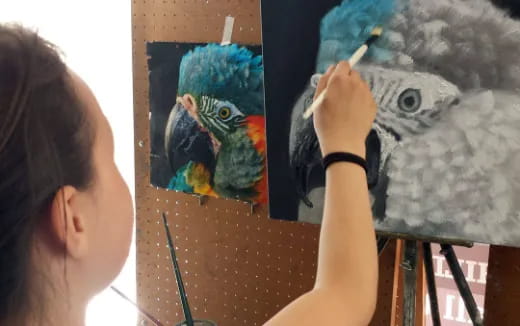 a person painting a picture