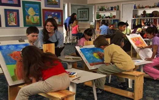 a group of children in a classroom