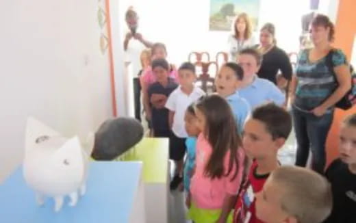 a group of children in a room