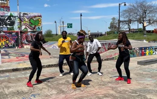 a group of people dancing