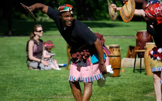 a man dancing with a woman