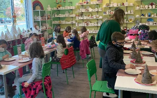 a group of children in a library