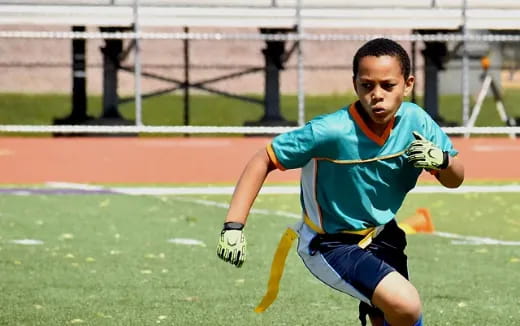 a person running on a field