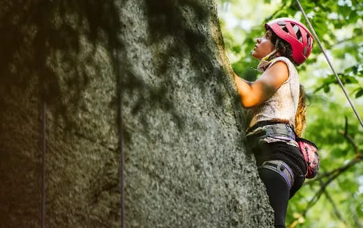 a person rock climbing