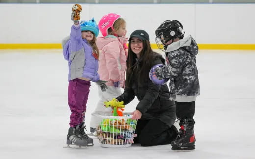 a group of people on ice