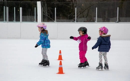 a group of kids on ice skates