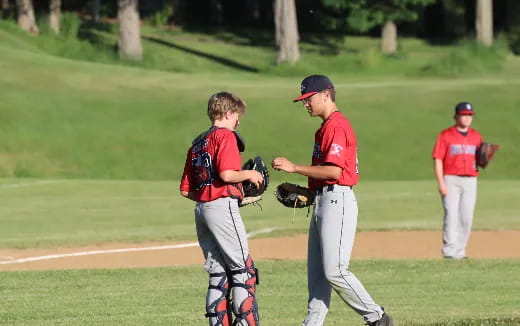 a group of baseball players on a field