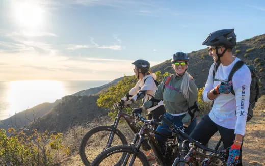 a group of people on bikes